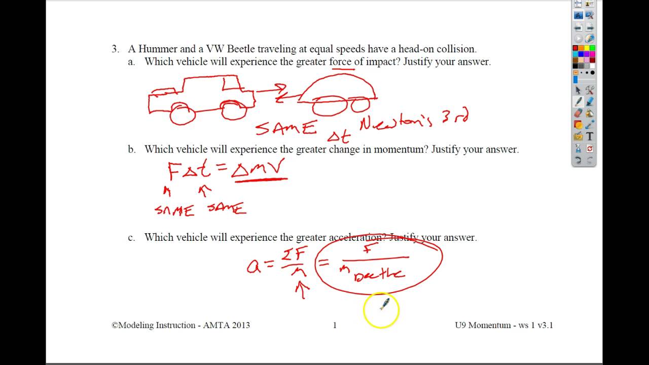 momentum worksheet