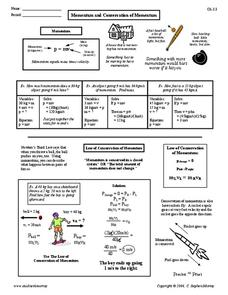 Momentum and Conservation of Momentum Worksheet for 9th - 12th ...