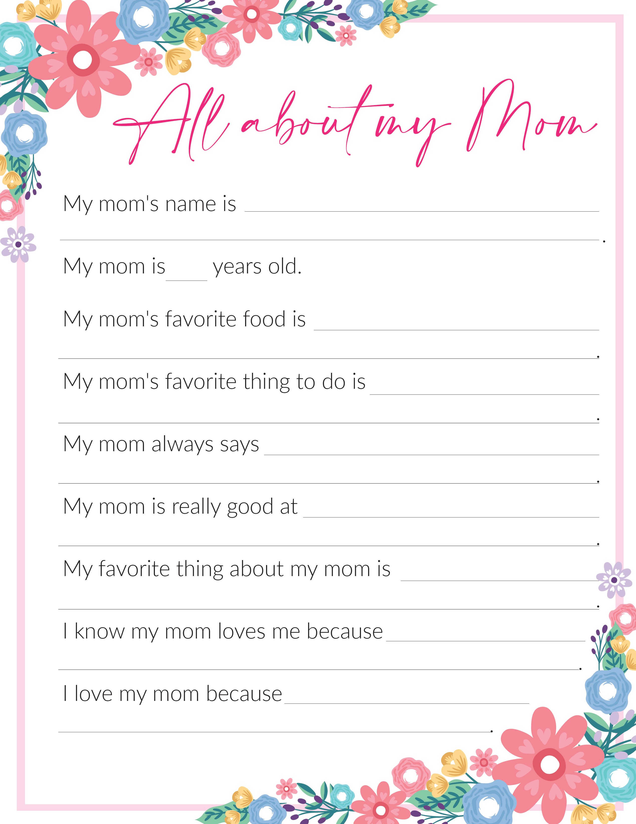 mommy worksheet