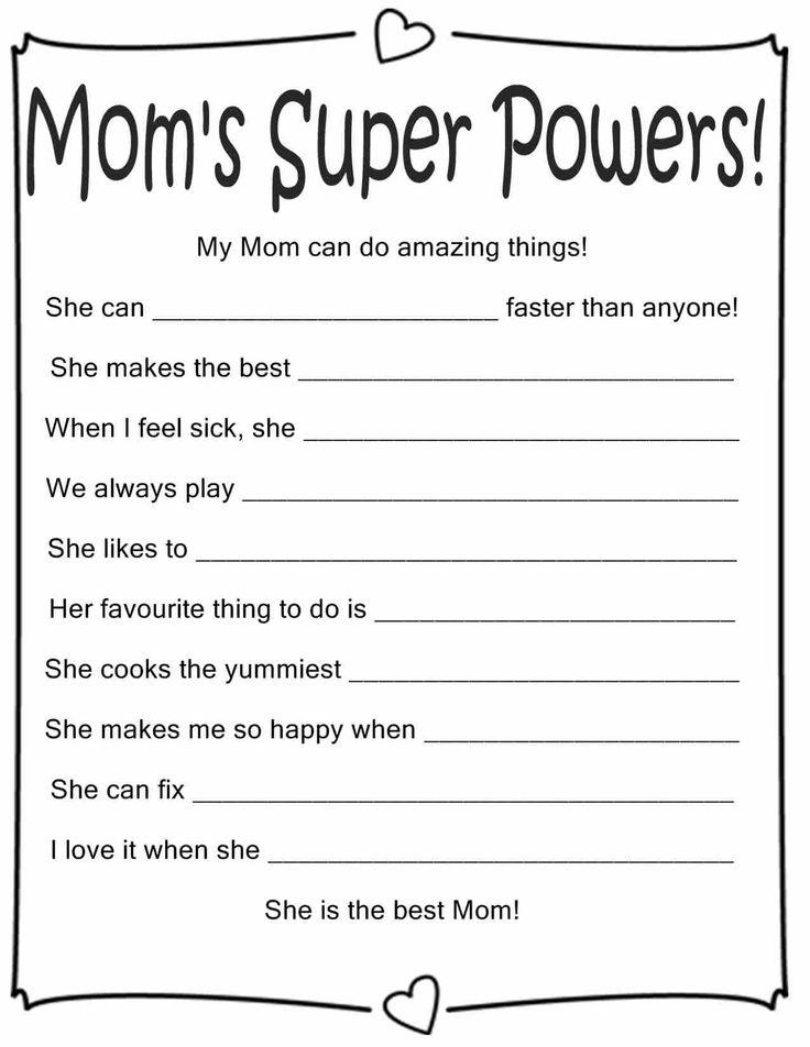 All About My Mom - Free Worksheet - SKOOLGO