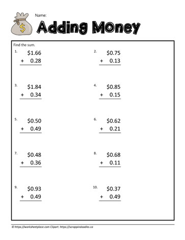 Adding Money Worksheets