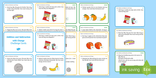 Addition and Subtraction with Change British Money Maths Challenge ...