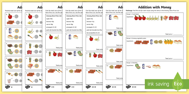 Addition with Money Worksheets KS2 - Primary Resources
