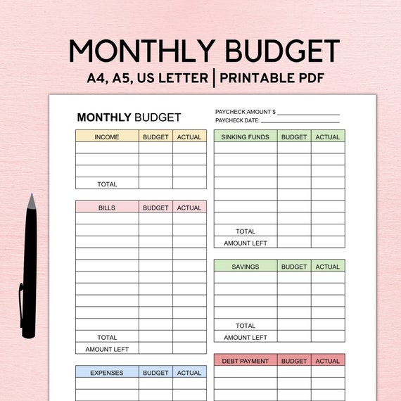 money advice service printable budget planner