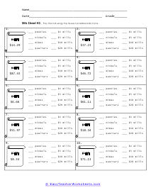 money change worksheet