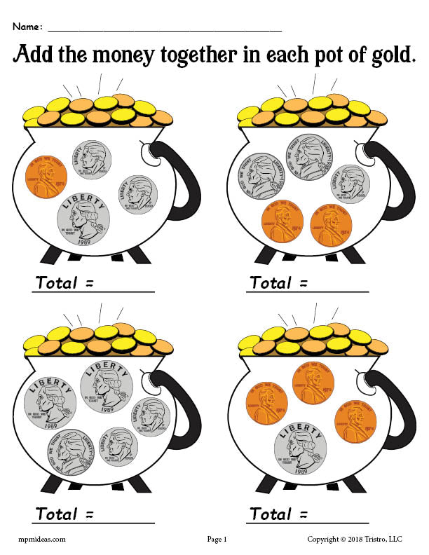 money counting worksheet for second grade