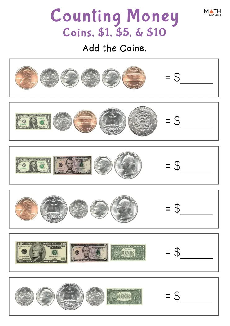 Money Worksheets - Math Monks