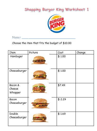 money management skills worksheet