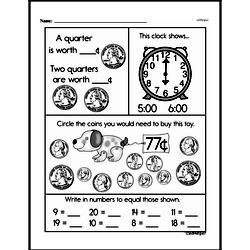 money math worksheet for 1st grade