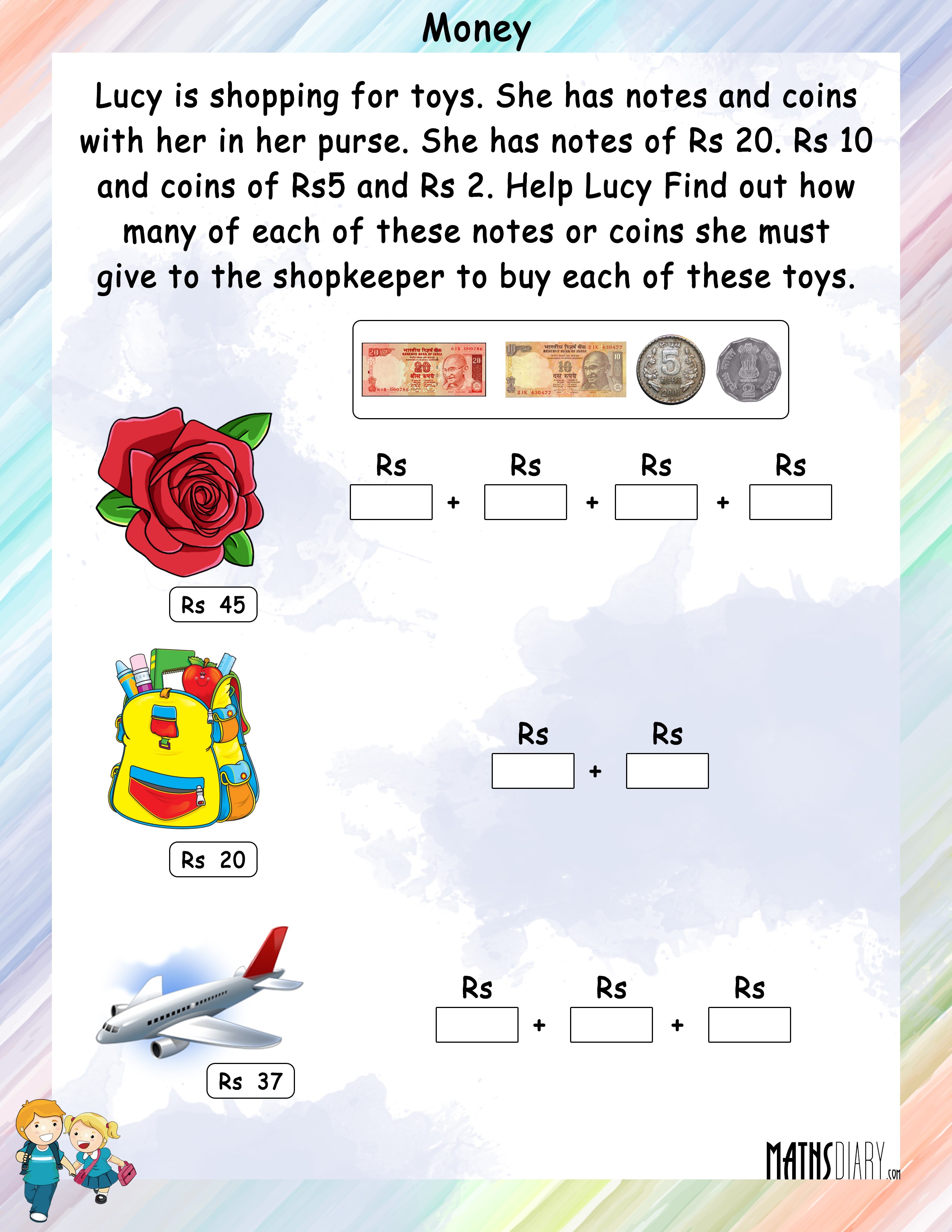 Money - Math Worksheets - MathsDiary.com