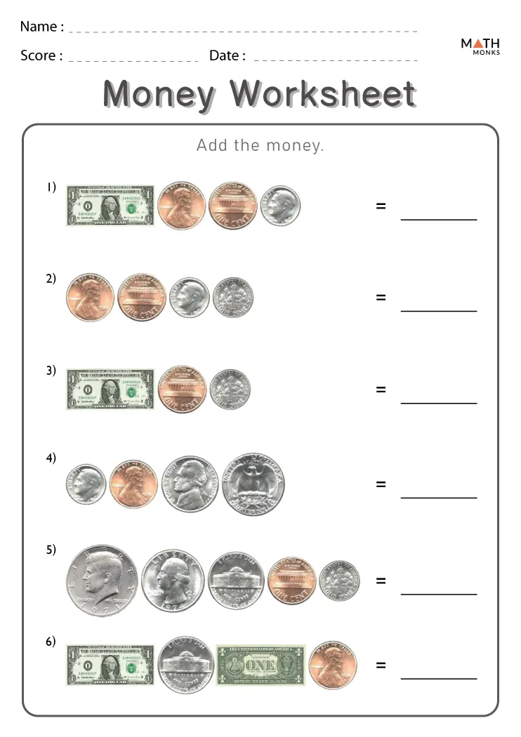 Money Worksheets - Math Monks