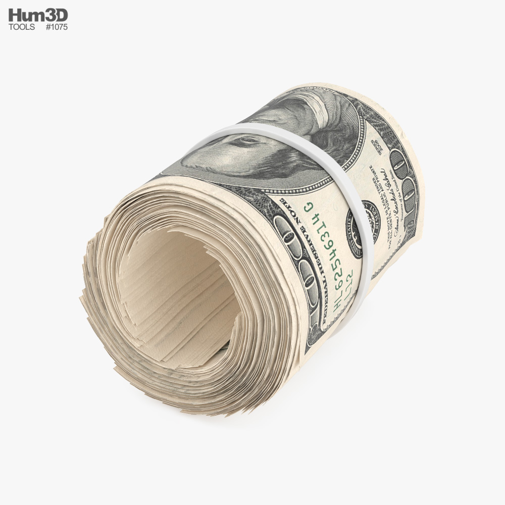 Money Stack Roll 3D model - Download Life and Leisure on 3DModels.org