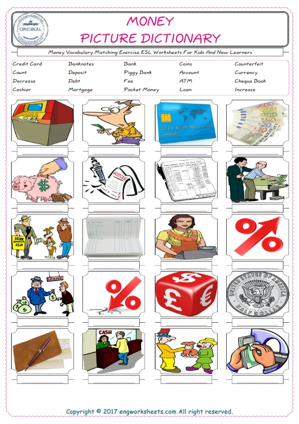 Money ESL Printable English Worksheets and Exercises For Kids ...