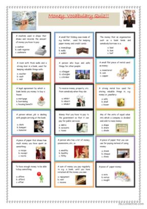 205 Money English ESL worksheets pdf &  doc