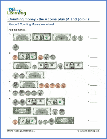 money worksheet 4th grade