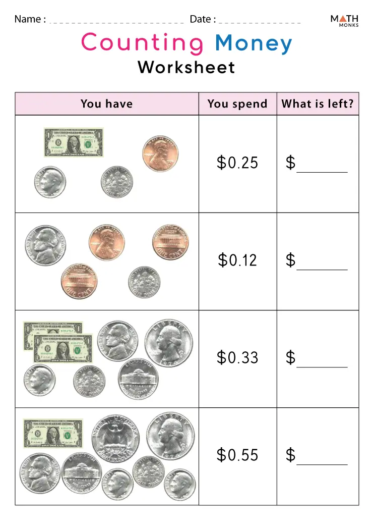 2nd Grade Money Worksheets - Math Monks