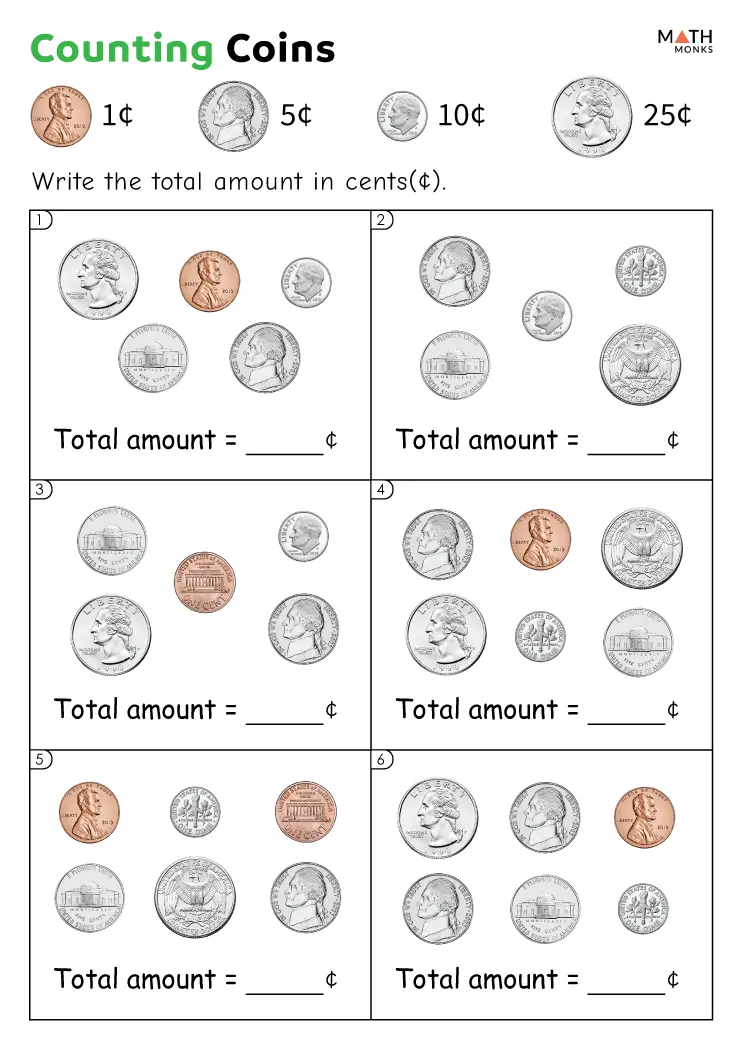 money worksheet for second grade