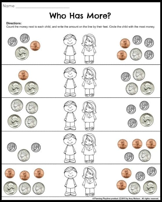Money Worksheets for 2nd Grade - Planning Playtime