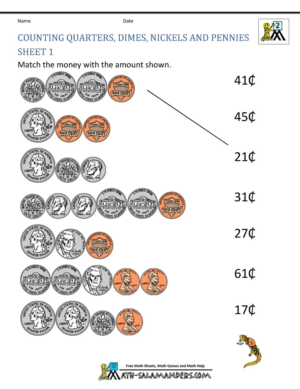 Money Worksheets for 2nd Grade