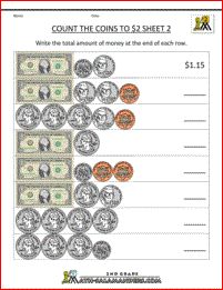 2nd Grade Money Worksheets up to $2 | Money math, Money math ...