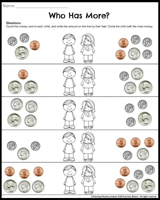 money worksheet grade 2