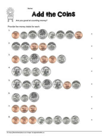 Adding Coins Worksheets