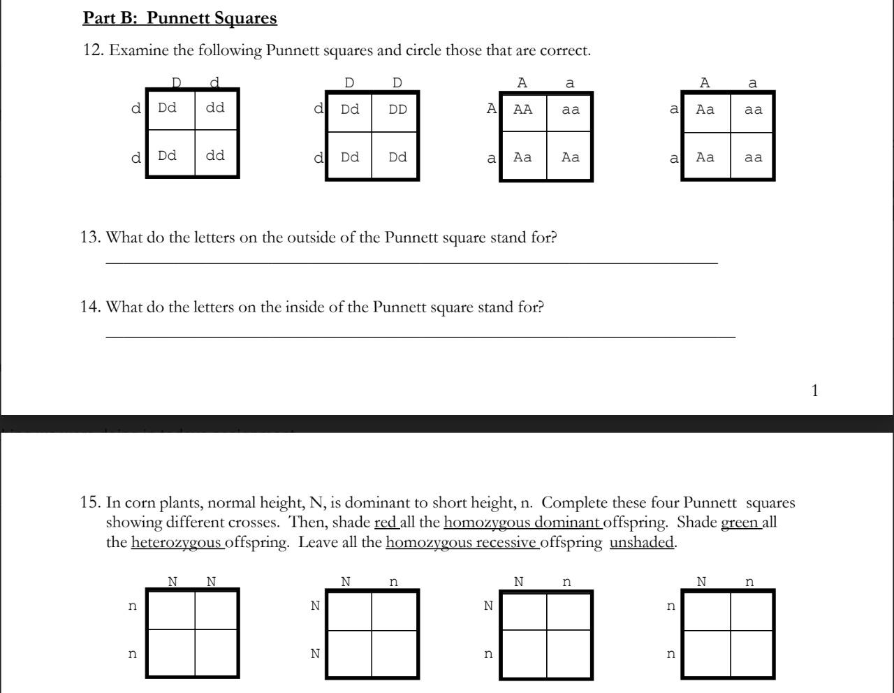 Solved Monohybrid Cross Worksheet Name Period Part A: | Chegg.com