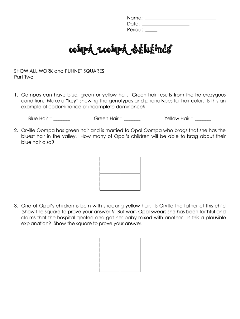 monohybrid crosses worksheet answers