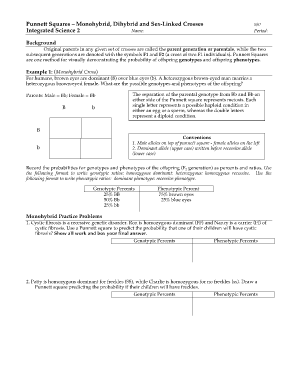 Punnett Squares Monohybrid And Dihybrid Answers - Fill and Sign ...