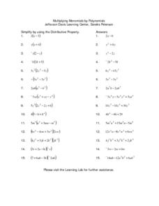 monomial worksheet