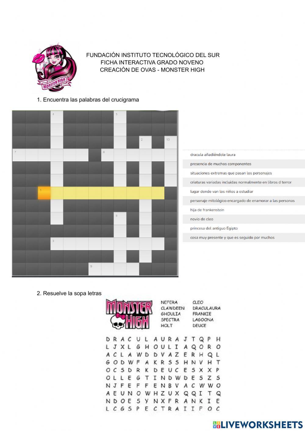 Monster high clothing - ESL worksheet by Baronesa