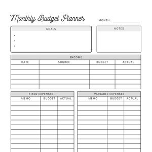 Monthly Budget Planner Printable Simple Budget Worksheet Personal ...