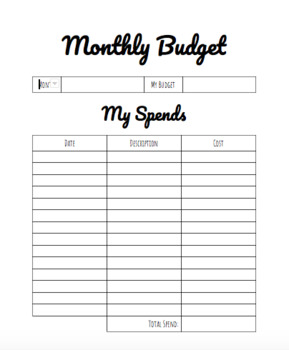 monthly bill worksheet