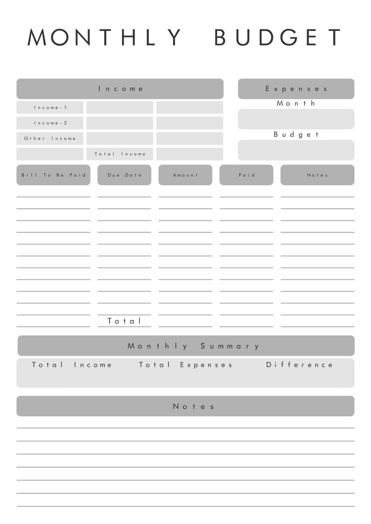 Monthly Budget and Savings Planner Printable - Ebony Notes Company