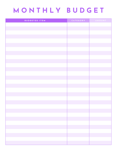 monthly budget template