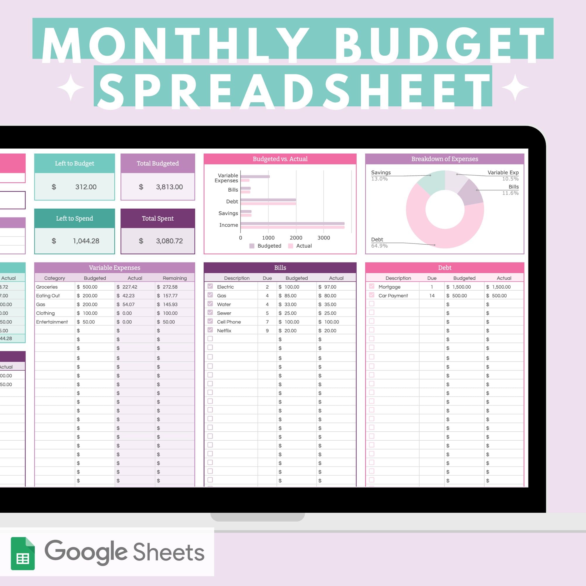 monthly budget worksheet free