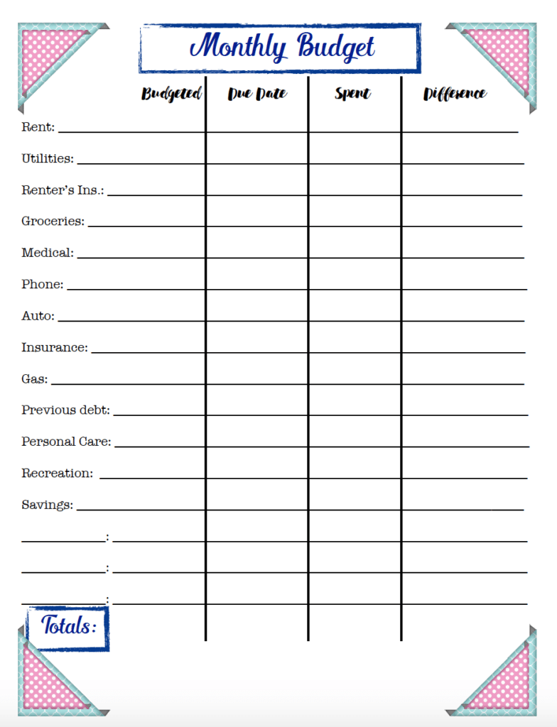 Free Budgeting Printables: Expenses, Goals, &  Monthly Budget