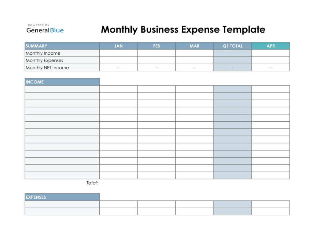 monthly expense worksheet excel