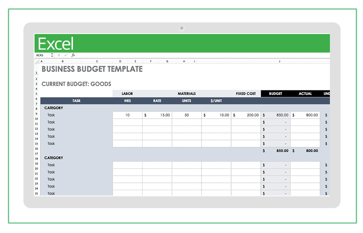 monthly expense worksheet excel
