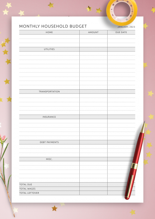 monthly expense worksheet excel