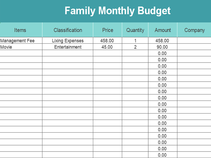monthly family budget worksheet