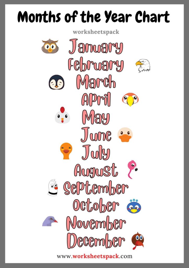 months-of-the-year-blue-worksheets-library for Months Of The Year Chart Free Printable Months of the Year -Blue - Worksheets Library for Months Of The Year Chart Free Printable