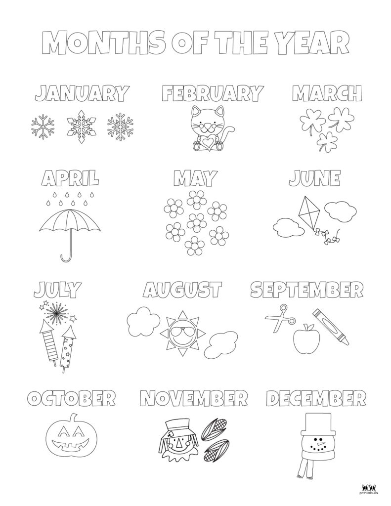 months of the year handouts