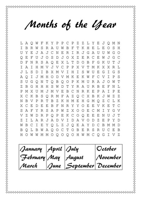 months of the year list