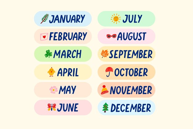 months of the year templates
