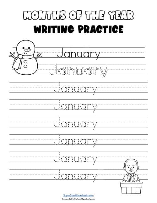 Months of the Year Worksheets -Worksheets Library
