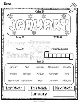 months worksheet for kindergarten