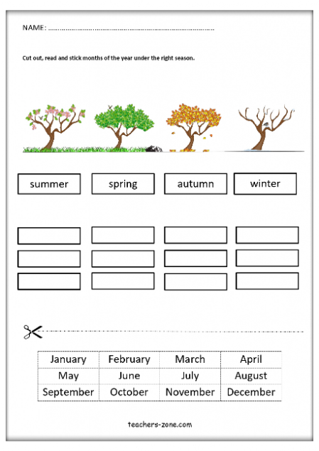FREE MONTHS WORKSHEETS - Teachers Zone