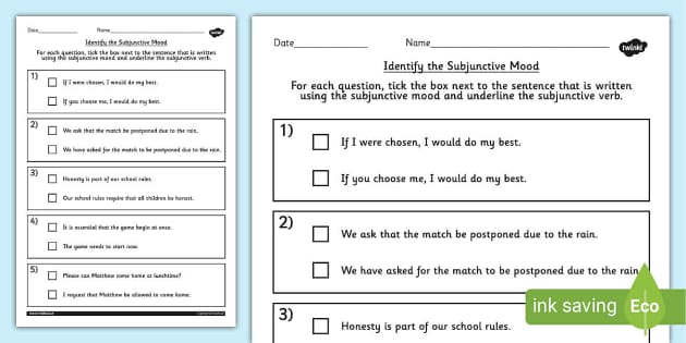Identifying the Subjunctive Quiz | Twinkl (teacher made)