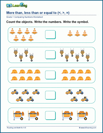 Symbols: more than, less than &  equal to worksheets | Worsheets library